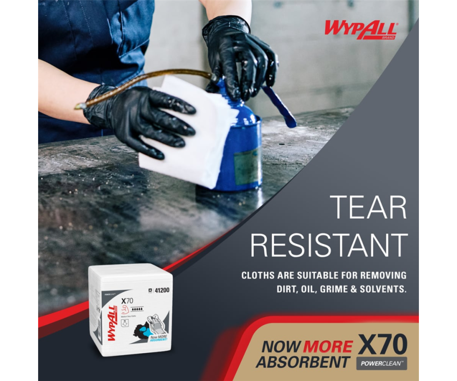 WypAll® PowerClean™ X70 Medium Duty Cloths (12.5 in. x 12 in., 76/Pack, 12 Packs/Case)